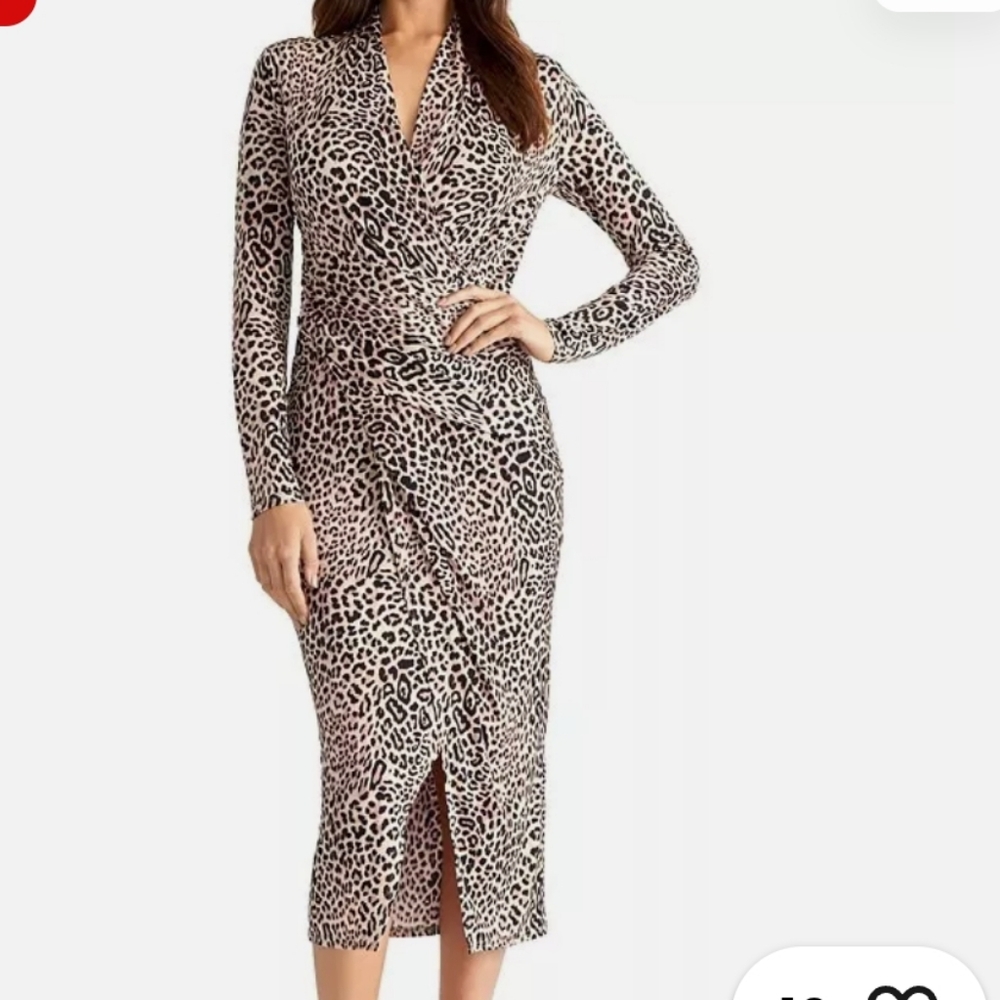 RACHEL Rachel Roy Brown Black Bodycon Wrap Dress